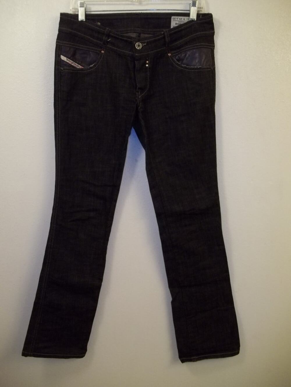 Diesel Black Denim + Leather ROKKET Stretch Jeans 29 x 30